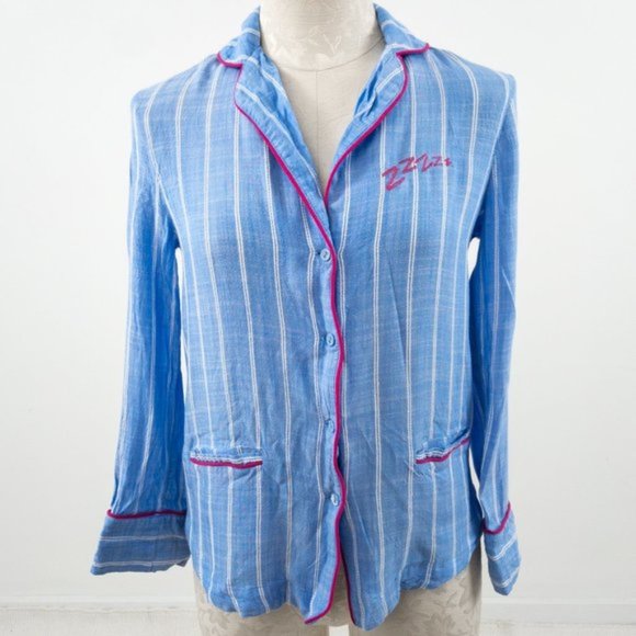 Anthropologie Other - Anthropologie XS Striped Pajama Buttondown Blue